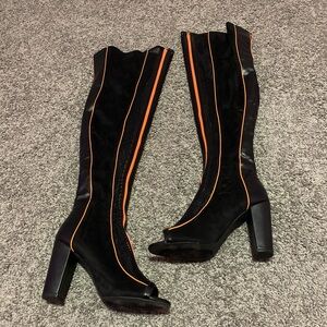 Windsor Black and Orange Over the Knee Boots